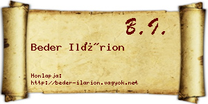 Beder Ilárion névjegykártya